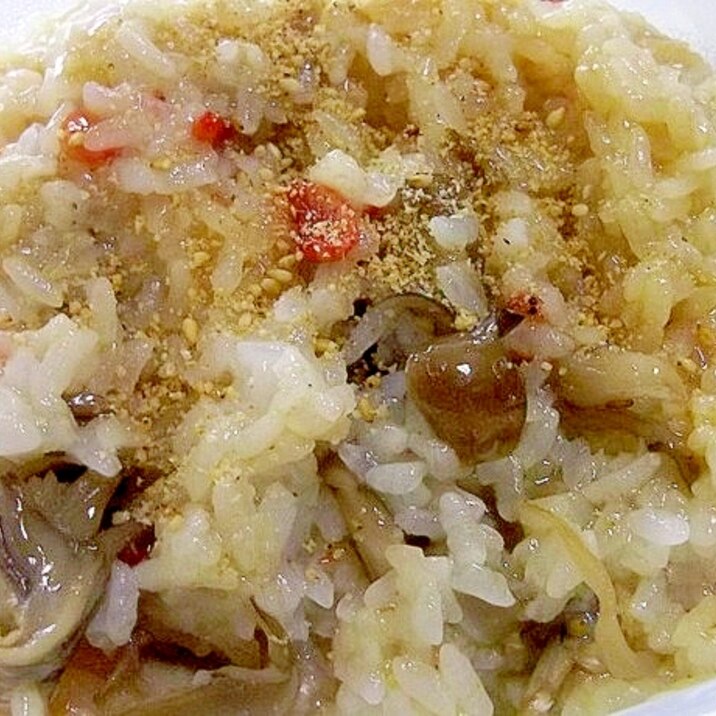 電子レンジ圧力鍋de舞茸と桜えびのおこわ